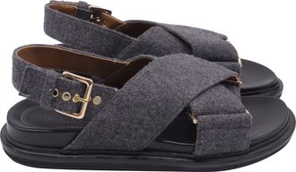 Marni Fussbett Slingback Sandals in Grey Wool