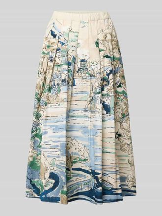Max Mara Ausgestellter Midi-Rock aus reiner Baumwolle Modell ADEPTO in Hellblau, Gr&ouml;&szlig;e 34