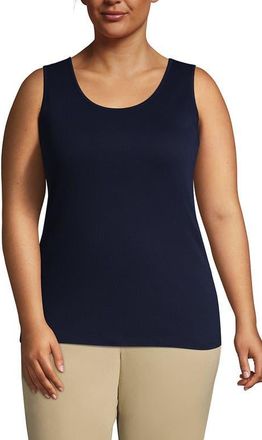 Lands End Cotton Tank Top in Radiant Navy at Nordstrom, Size 3X