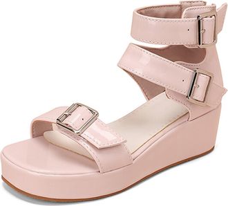 Generic Qynthra Womens 5CM Platform Wedge Sandals Foam Sole Gladiator Shoes with Triple Buckle Ankle Strap Comfortable Walking Platform Shoes for Long Wear & 