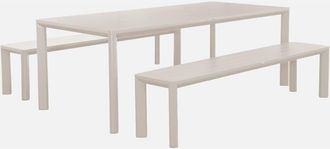 Sweeek Mesa de jardín de aluminio con 2 bancos de 8 plazas