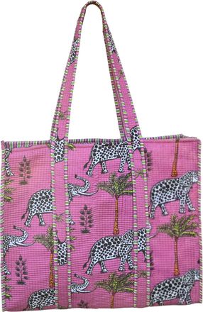 Generic Quilted Elephant Print Tote Bag - Lightweight Animal Travel Bag for Daily Use, Shopping, Beach, or Carry-On