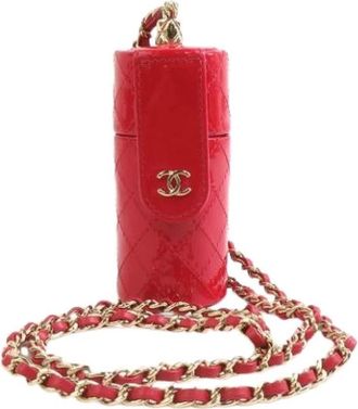 Chanel Pre-owned Lipstick Case - Dames - Vintage Mini Tas - Rood - ONE Size - Leer - Vintage