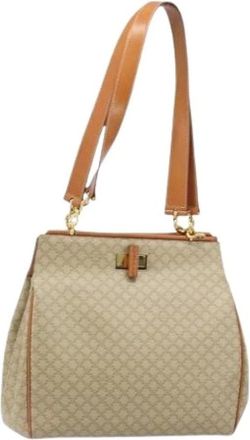 Celine Pre-owned Shoulder Bags, female, Beige, Size: ONE SIZE Pre-owned Macadam Canvas Tote Bag