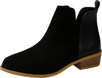 Generic Womens Flat Ankle Boots Waterproof Ankle Boots for Women UK Womens Pointed Toe Frosted Suede Short Booties Chunky Heel Short Booties with Heels Black