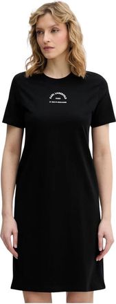 Karl Lagerfeld T-shirt Jurk - Dames - Korte kleedjes - Zwart - XS - Katoen - Kleedjes