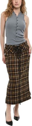 Dsquared2 Brown Plaid Midi Skirt