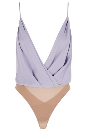 Elisabetta Franchi Lilac Viscose Georgette Logo-Jewel Viscose Bodysuit
