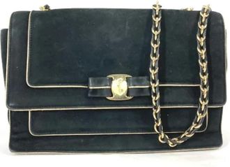 Ferragamo Tweedehands leren schoudertassen - Dames - Vintage Schoudertas - Zwart - ONE Size - Leer - Vintage