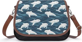 Generic Beluga Whale Womens Crossbody Bag Fashion Shoulder Handbags Message Tote Bag with Adjustable Strap