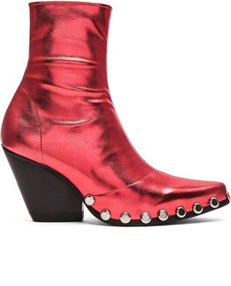 Jeffrey Campbell Womens Walton St Booties In Red Metallic Silver