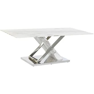 DKD Home Decor Tavolino da Caff&egrave; DKD Home Decor Bianco Argentato Cristallo Acciaio 120 x 60 x 42 cm