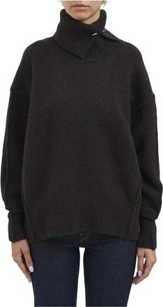 Isabel Benenato Isabel Benenato - Yakkengsel met hoge hals - Dames - Truien - Bruin - Maat: XS Wol