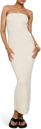 Princess Polly Cloud Strapless Boucl&eacute; Maxi Body-Con Dress in Cream at Nordstrom Rack, Size 10
