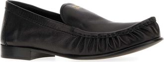 Miu Miu Womens Gathered Leather Moccasin Black Bufalo