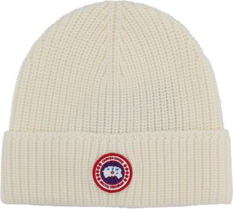 Canada Goose Ribbed Beanie With Logo-Uomo