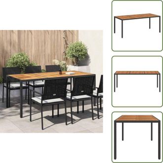 vidaXL The Living Store Tavolo da Giardino 190x90x75 cm Polyrattan Legno di Acacia Nero - Poly Rattan