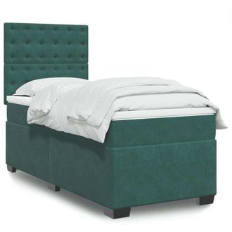 vidaXL Cama Box Spring Con Colch&oacute;n Terciopelo Verde Oscuro 80x200 Cm Vidaxl