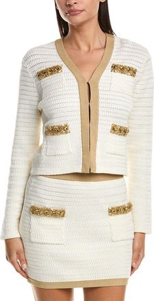Milly Reid Gold Embellished V Neck Cardigan
