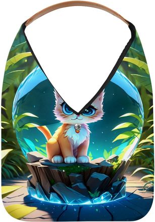 Generic Cat Crystal Ball Reusable Lightweight Grocery Bags - Foldable Into Compact Pouch, Washable & Sturdy, Multipurpose for Shopping and Travel