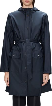 Rains Curve Waterproof Belted Jacket in Navy at Nordstrom, Size Xx-Large