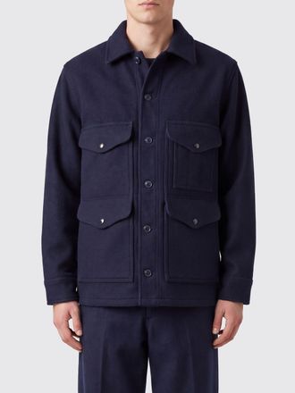 Filson Cappotto corto monopetto in 100% lana con tasche a toppa