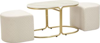 Mauro Ferretti Mesa De Centro Con 2 Puff Relax Cm 79x45x44-42x37x37