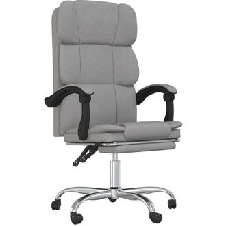 vidaXL Silla De Oficina Reclinable De Tela Gris Claro Vidaxl