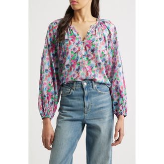 Rails Indi Floral Print Cotton Peasant Top in Spring Meadow at Nordstrom Rack, Size Medium