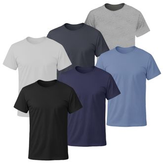 Generic 6 Pack Mens Premium 100% Cotton T-Shirts | Short Sleeve, Regular Fit, Plain Round Neck Tees | Soft, Breathable & Comfortable | Essential Multipack for