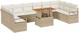 vidaXL Conjunto De Sof&aacute; De Jard&iacute;n 11 Pcs Beige Polirat&aacute;n Vidaxl