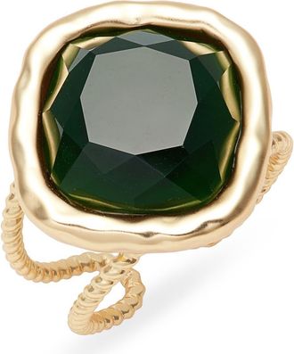 Karine Sultan Bezel Set Crystal Ring in Gold/green at Nordstrom