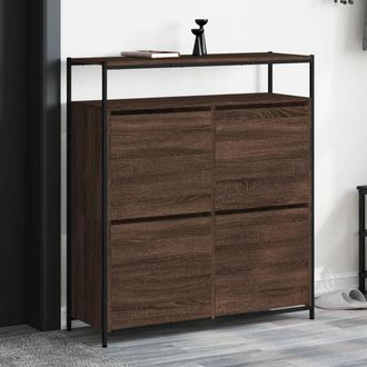 vidaXL Mueble Zapatero 4 Cajones Abatibles Marr&oacute;n Roble 100x34x112 Cm Vidaxl