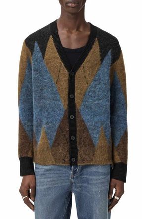 AllSaints Beam Geo Pattern Cardigan in Cider Brown at Nordstrom, Size Xx-Large