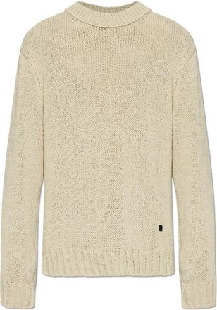 Balmain Lichte katoenen trui - Heren - Ronde hals truien - Beige - M - Katoen - Truien & Vesten