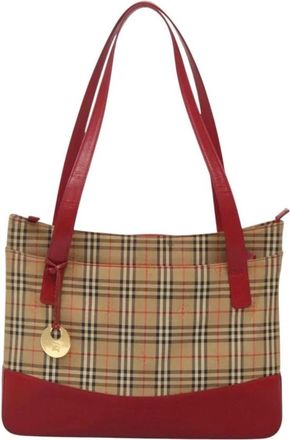 Burberry Pre-owned Tote Bags, female, Beige, Size: ONE SIZE Pre-owned Haymarket Check Tote Bag