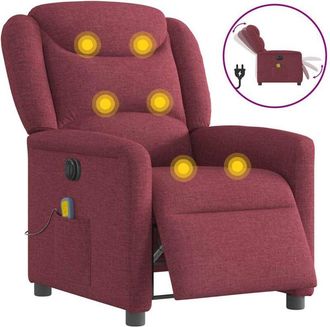 vidaXL Sill&oacute;n De Masaje Reclinable El&eacute;ctrico Tela Rojo Tinto Vidaxl