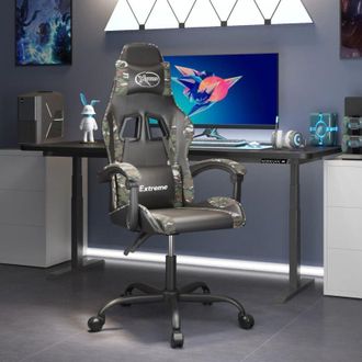 vidaXL Silla Gaming Cuero Sint&eacute;tico Negro Y Camuflaje Vidaxl