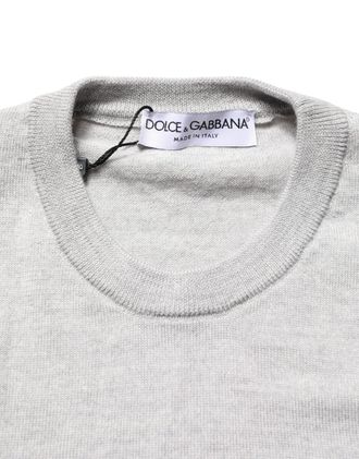Dolce & Gabbana Mens Crew Neck Virgin Wool Sweater Gray