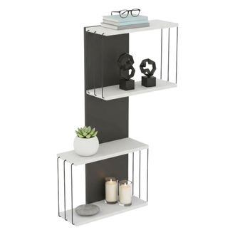 Dmora Estanter&iacute;a Mirzam, Estante, Estante De Pared, Estanter&iacute;as Multiusos, 65x19h96 Cm, Blanco Y Antracita, Con Embalaje Reforzado - Dmora