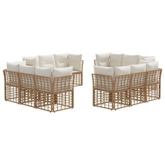 vidaXL Conjunto De Sof&aacute;s De Exterior Natural Poli&eacute;ster Vidaxl
