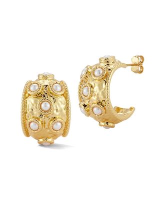 Chloe and Madison Chloe And Madison Plated Hammered Hoop Earrings