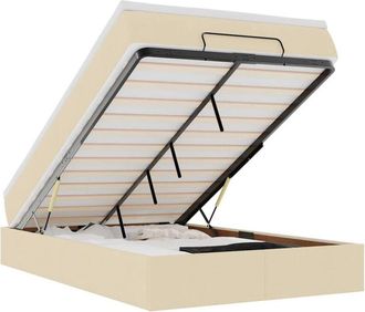 vidaXL Estructura De Cama Otomana Con Colch&oacute;n Tela Crema 120x200 Cm Vidaxl