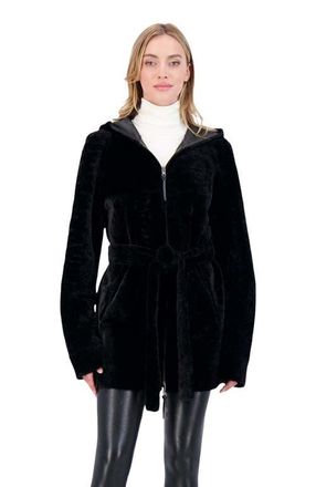 Gorski Reversible Textured Genuine Shearling Parka in Black/black at Nordstrom, Size Small