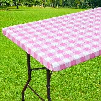 OEM Mantel Rectangular Para Picnic, Mantel De Vinilo Laminado El&aacute;stico E Impermeable, Acampar Y Uso Al Aire Libre (rosa + Blanco, 75183 Cm)