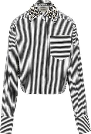 Sportmax striped embellished shirt - Wit