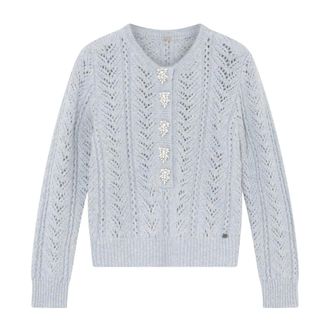 Gustav Round-neck Knitwear, female, Blue, Size: XL Round-neck Knitwear