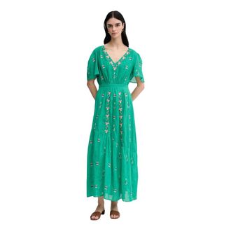 La Petite Francaise Rachele Maxi Jurk - Dames - Maxi kleedjes - Groen - S - Katoen - Kleedjes