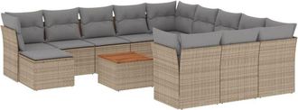vidaXL Set Sof&aacute;s De Jard&iacute;n Con Cojines 13 Pzas Rat&aacute;n Sint&eacute;tico Beige Vidaxl