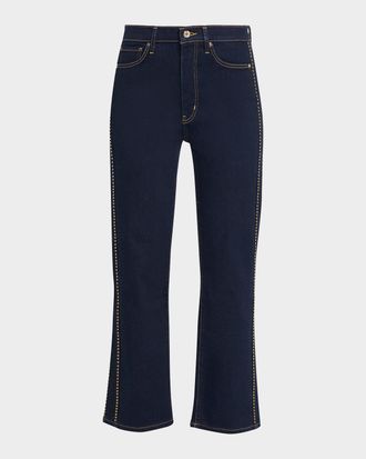 Frame Denim Le Sleek Straight Studded Jeans